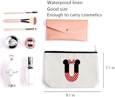 Cute Cartoon Mouse Gifts Initial A-Z Personalized Makeup Bag Monogrammed Cosmetic Bags Magic Mouse Stuff Funny Mouse Themed Gifts Mouse Lover Gifts Wizard Gifts Birthday Gifts for Women Girls (U)