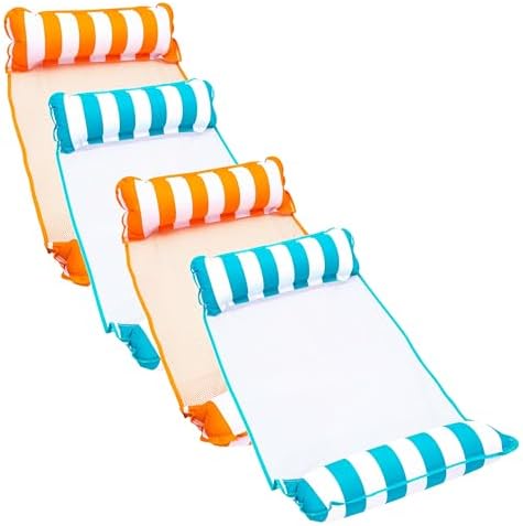 Aqua 4-in-1 Monterey Hammock Pool Float & Water Hammocks, 1-2-3-4 Multipacks – Multiple Colors/Styles – for Adults and Kids Floating
