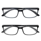Foster Grant Men's Tatum 2-Pack Rectangle Reading Glasses, Navy, Black, 39 mm, 2 Diopters