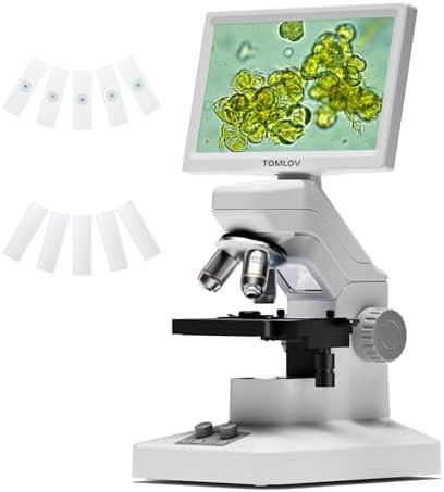 TOMLOV DM301 Max Microscope for Kids Students Adults with X-Y Stage, Digital Microscope Camera with 7" Screen, USB & HDMI Output, Wireless Biological Lab Scope for School Home Education with Slides