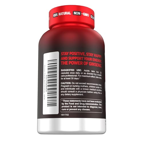Herbtonics Korean Red Panax Ginseng 1500mg - Energy Supplement for Peak Performance, Focus & Vitality - High Potency Ginseng Root Extract - 120 Vegan Capsules