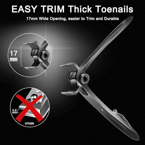 Straight Nail Clipper, Toe Nail Clippers for Thick Toenails with 17mm Wide Jaw Opening, Extra Big Toenail Clippers for Cutting Ingrown Toenails, Heavy Duty Nail Clippers, Adult, Boys, Seniors
