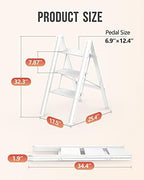 WOA WOA 3 Step Ladder, Foldable Step Stool, Aluminum Lightweight Ladder for Home Kitchen Closet, Anti-Slip Pedals, Ease of Folding, Portable, 300lbs Capacity - White