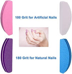 80 Pcs Nail Buffers, Buffer Block Nail Files Bulk for Acrylic Nails and Natural Nails Double Sided 100/180 Grit Portable Washable Sanding Buffing Buffers Arc Shape (80Pcs Multicolor)