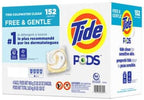 Tide PODS Liquid Laundry Detergent Pacs Free & Gentle 152-count, LARGE, White