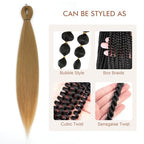 Pre-stretched Braiding Hair - 22 Inch 8 Packs Blonde Long Braiding Hair For Twist or Box Braids, Yaki Texture Hot Water Setting Synthetic Braiding Hair Extensions (22 Inch, #27-8P)
