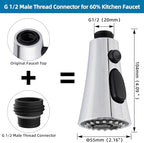 Hygie Rinse Universal Kitchen Faucet Head Replacement with 15 Adapter Kit Compatible with Kohler/Moen/Delta Faucet, 3 Function Pull Down Sink Faucet Spray Head, Chrome