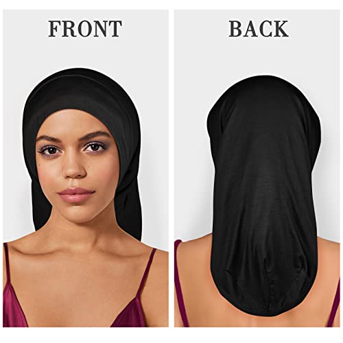Fittia Long XL Silk Satin Bonnet for Braids, Dreadlocks for Curly Hair Sleeping, Large Silk Sleep Cap for Black Women Men Frizzy Hair