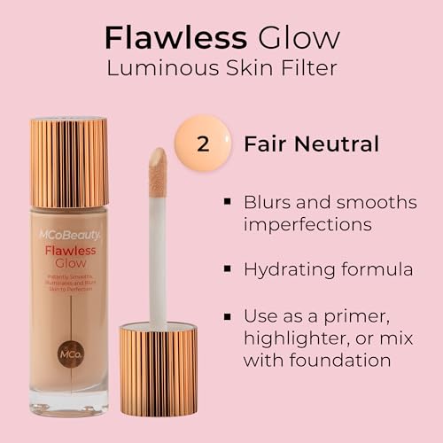 MCoBeauty Flawless Glow Luminous Skin Filter, 2 Fair, Healthy Glow with Natural Radiance, Vegan, Cruelty Free Cosmetics