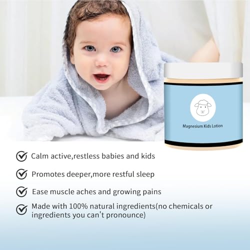 ANRUI Magnesium Lotion for Kids, Magnesium Lotion for Sleep Kids, Topical Magnesium Cream Helps Kids Stay Calm at Bedtime and During The Night,Magnesium Lotion for Kids - Without Melatonin（4 oz）