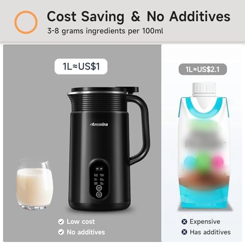 𝟲 𝗶𝗻 𝟭 Nut Milk Maker, 20 oz(600ml) Homemade Almond, Soy, Oat, Plant-Based Milk and Non-Dairy Beverages, Almond Milk Maker with Delay Start/Boil Water/Keep Warm, Soy Milk Maker with Nut Milk Bag