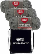 Red Heart with Love Pewter E400-1401 (3-Skeins - Same Dye Lot) Worsted Medium #4 Acrylic Yarn for Crocheting and Knitting with Project Bag