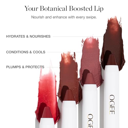 Ogee Tinted Sculpted Lip Oil - Lip Stain Made with 100% Organic Coconut Oil, Jojoba Oil, and Vitamin E - Best as Lip Balm, Lip Color or Lip Treatment - AZALEA