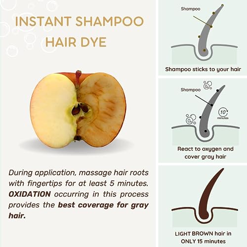 Light Brown Hair Dye Shampoo 3 IN 1- Hair Color Shampoo Grey Coverage in Minutes Ammonia Free Instant Coloring Gift for Mom Dad (Light Brown Pack 1)
