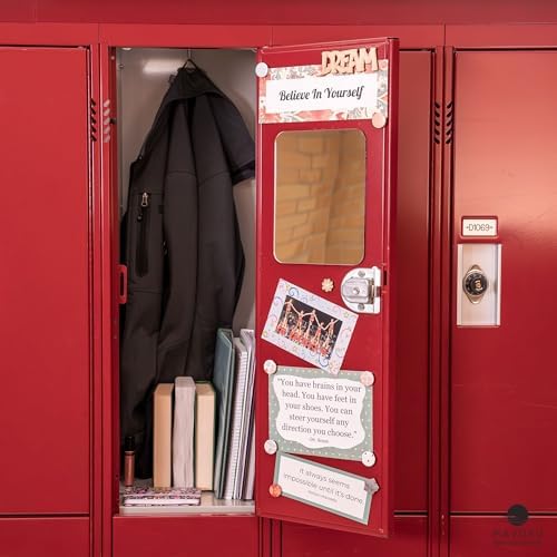 Mavoro Magnetic Locker Mirror | 7x9in Acrylic Mirror - Unbreakable Mirror | Sleek Frameless Mirror | Glassless Safety Kids Mirror (1 Pack)