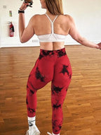 Rugkey Women's 3 Piece Yoga Leggings High Waist Tie Dye Seamless Scrunch Butt Lifting Athletic Booty Pants