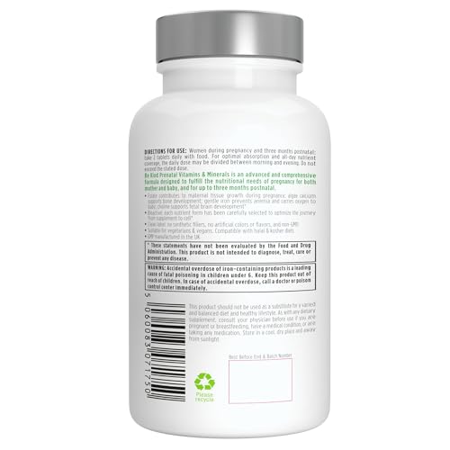 Igennus Methylated Prenatal Multivitamin for Women, Folate for MTHFR, High Absorption, Pure & Clean, Gentle Iron, Choline, Calcium & Magnesium, Vegan Pregnancy Vitamins, Halal, Non-GMO, 60 Tablets x 6