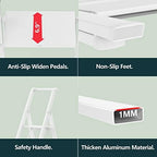 WOA WOA 5 Step Ladder, Ladders for Home, Anti-Slip Pedals, Aluminum Step Stool Foldable, Lightweight to Move, Ease of Storage, Reach 10ft for Closet Kitchen Library, Hold 300lbs - White