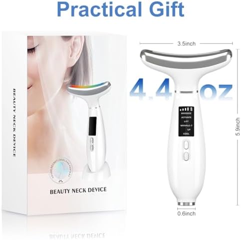 Red-Light-Therapy-for-Face and Neck, Anti-Aging Facial and Neck Massager, Soothing and Relaxing Face Massager Device with 4 Color LED Therapy, Vibration and Thermal Functions for Skin Care (White)