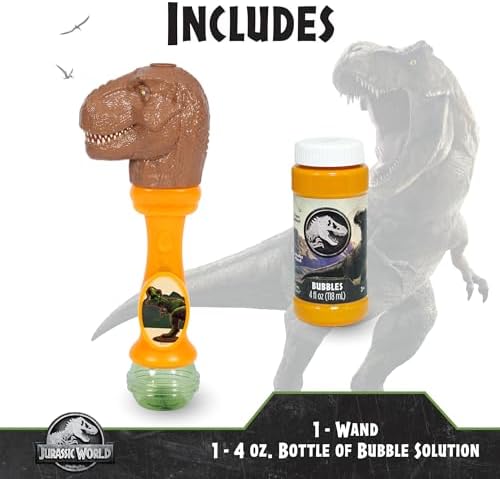 Little Kids Jurassic World Light and Sound Musical Bubble Wand, Includes Bubble Solution