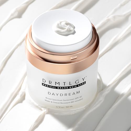 DRMTLGY Day Dream Sunscreen & Face Moisturizer SPF 40 – Water & Sweat-Resistant Sunscreen for Sensitive Skin – UVA/UVB Protection, Skin Care & Makeup Friendly – FSA HSA Eligible
