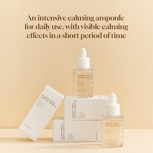 Salmon Caring Centella Ampoule - Salmon PDRN, Salmon Egg Extract, Centella, Madecassoside, Calming, Soothing, Restore and Rejuvenate Damaged Skin, Low Irritation, Korean Skincare
