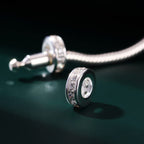 925 Sterling Silver Spacer Charm Bead for Pandora Charms Bracelets (4pcs Clear CZ Stoppers)