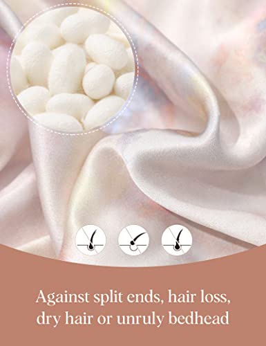 LilySilk 100% Mulberry Silk Bonnet, Silk Night Sleep Cap Adjustable Hair Wrap for Sleeping, Pink Purple Water