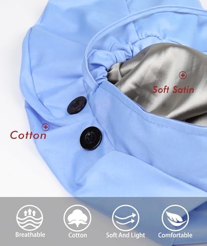 Satin Lined Work Cap with Button for Long Hair Women