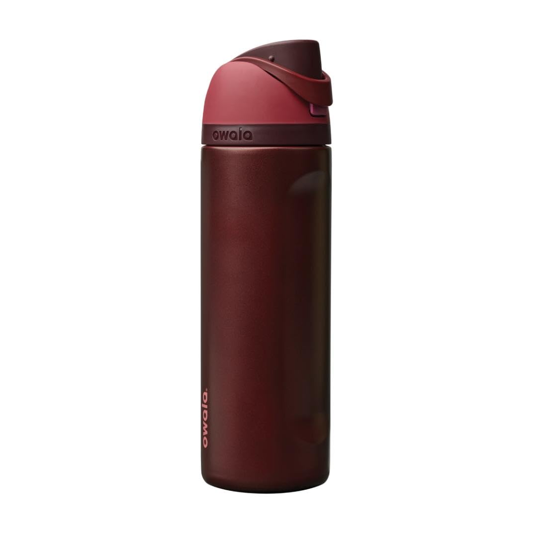 Owala FreeSip Stainless Steel Water Bottle 24 oz Black Cherry