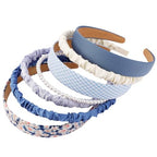 VELSCRUN 7 Pcs Different Headbands for Women Fashion Blue Solid Head Bands Pearl Headband Non Slip Hair Band for Womens Thin Thick Short Hair Face Wash Hair Accessories Gifts for Women Gilrs