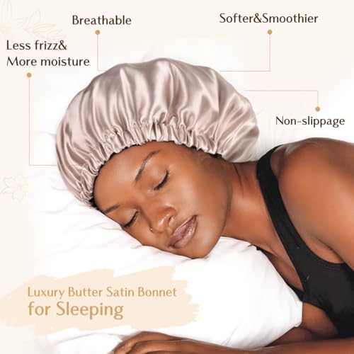 YANIBEST Double Layer Satin Bonnet Silk Bonnet Adjustable Hair Bonnet for Sleeping Hair Bonnets for Women Curly Natural Hair