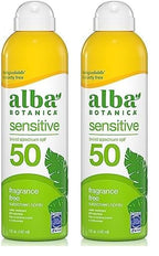 Alba Botanica Sensitive Sunscreen Spray for Face and Body, Fragrance-Free, Broad Spectrum SPF 50, Water Resistant, 5 fl. oz. Bottle (Pack of 2)