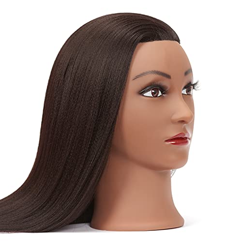 Hairginkgo Mannequin Head 26"-28" Yaki Synthetic Fiber Training Head Braiding Head Hair Styling Manikin Cosmetology Doll Head Hairdresser Training Model for Cutting Braiding with Clamp 92022BY0220
