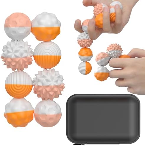 Magnetic Sensory Fidget Balls for Adults & Teens – 8PCS Silicone Textured Quiet Desk Toys for Anxiety Relief, Stress Relief Fidget Balls for Office, ADHD Focus Tools, Gifts for Coworkers or Friends
