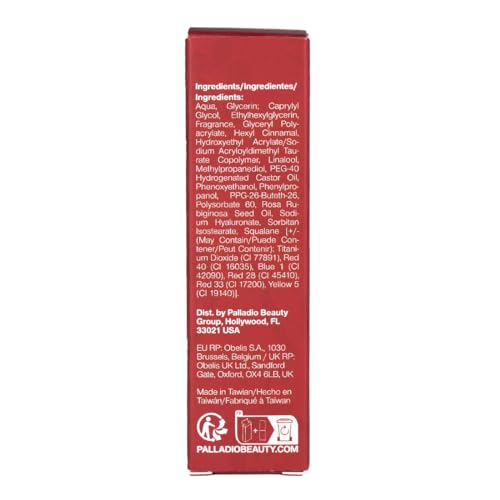 Palladio Jelly Tint, Liquid Stain for Cheeks & Lips, Vivid Color Lip Stain, Lightweight Non-Sticky and Transfer-proof, Natural Finish Makeup, Cherry Rose