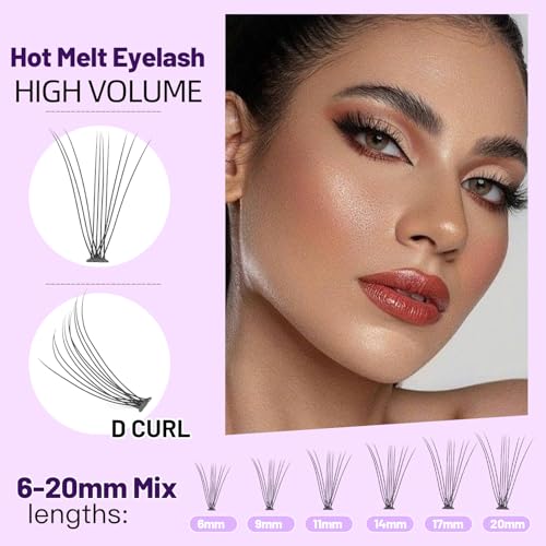 Bodermincer Black/Colored Cluster Lashes 240pcs 20D/40D DIY Eyelash Extension D Curl Long Individual Lashes Mixed Tray Faux Mink Lash Clusters Extensions 8-22mm (10D-10mm)
