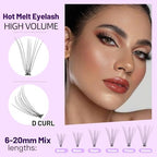 Bodermincer Black/Colored Cluster Lashes 240pcs 20D/40D DIY Eyelash Extension D Curl Long Individual Lashes Mixed Tray Faux Mink Lash Clusters Extensions 8-22mm (10D-10mm)