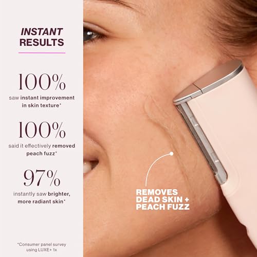 DERMAFLASH LUXE+ Device, Anti,Aging, Exfoliation, Hair Removal, and Dermaplaning Tool with Sonic Edge Technology and 4 Weeks of Treatment