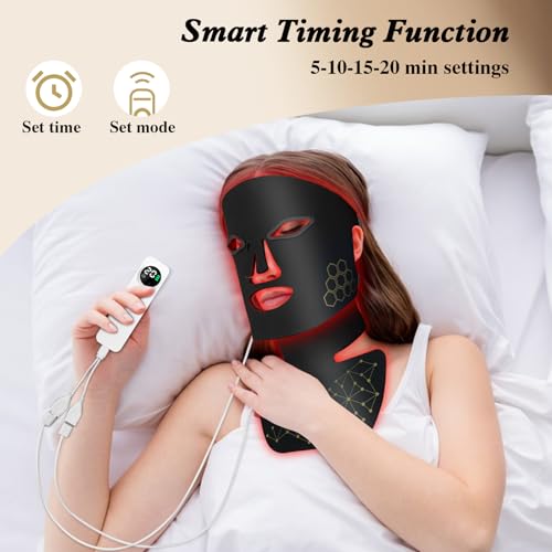 Red Light Therapy for Face and Neck, Infrared LED Mask Light Therapy 4 Light Waves with 850nm Near Infrared, Portable Rechargeable Red Light Therapy Mask Skincare Device for Facial Rejuvenation