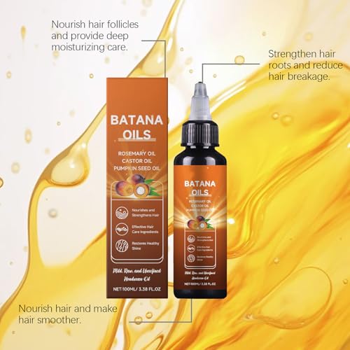 Batana Oil for Hair Growth, 4-in-1 Liquid Batana Oil, 100% Organic Batana Oil from Honduras with Rosemary with Rosemary, Pumpkin Seed Oil, Castor Oil for All Hair Types 30ml / 1 Fl Oz (1PCS)