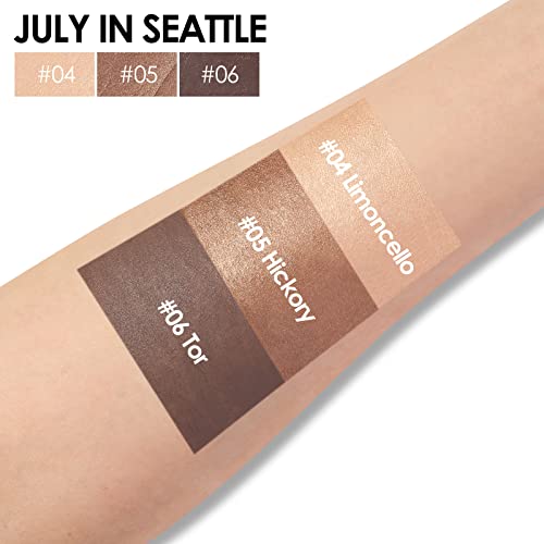FOCALLURE 3 Pcs No Crease Eyeshadow Sticks,Shimmer & Matte Eye Shadow Crayon with Blending Brush,Smooth Cream Highlighter Pen,Long Lasting Eyeshadow Brightener Stick Makeup,July In Seattle