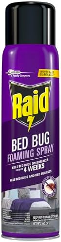 Raid Bed Bug Foaming Spray, Kills Bed Bugs and Their Eggs, for Indoor Use, Non-Staining, Keeps Killing for Weeks, 16.5 oz (Pack of 1)