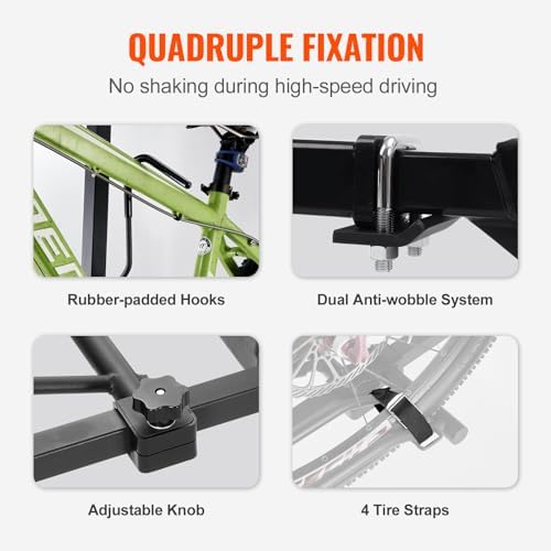 VEVOR Hitch Mount Bike Rack, 160 LBS Capacity Ebike Rack, 2-Bike Platform Style for 2-inch Receiver, Titling and Folding Bike Carrier with Tires up to 5" Wide, for Car, SUV, Truck, RV