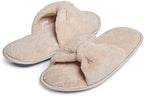 Laura Ashley Ladies Open Toe Spa Slippers with Bow and Memory Foam Insole