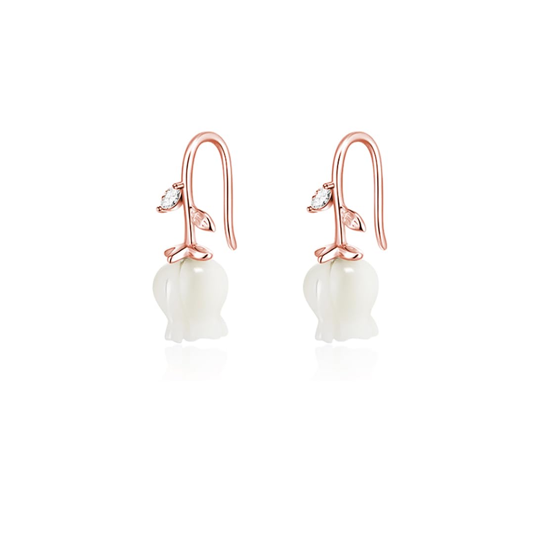 Reffeer Solid 925 Sterling Silver Flower Crawler Cuff Earrings Wraps for Women Teen Girls Flower Wrap Earrings Climber (C-Rose Gold)
