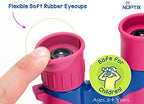 Binoculars for Kids, Girls or Boys Real Kids Binoculars in Vibrant Pink Blue - includes Sticker Book with 40 Bird Species - Kids Toys Small Binoculars, Toddler Binoculars
