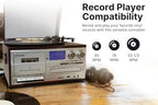 Victor VWRP-4200 Cosmopolitan 8-in-1 Turntable Music Center with 3-Speed Record Player, CD/MP3/Cassette Player, AM/FM Radio, Dual Bluetooth in & Out, USB Playback & Recording