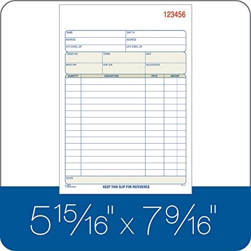 Adams Carbonless Order Book, 5.56 x 8.44 Inch, 3-Part, Carbonless, 50 Sets, White, Canary, Pink (TC5803)