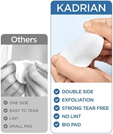 Premium Double-Sided Facial Pads - 180 Pads - Lint free - for Makeup Remover and Toner - Rayon face pads for toner and cleasing - Rayon not cotton balls - Exfoliating cotton rounds for face (180 Pads)